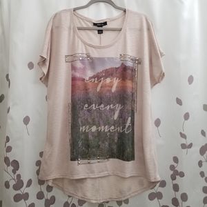 Flowy high low graphic plus size t-shirt
